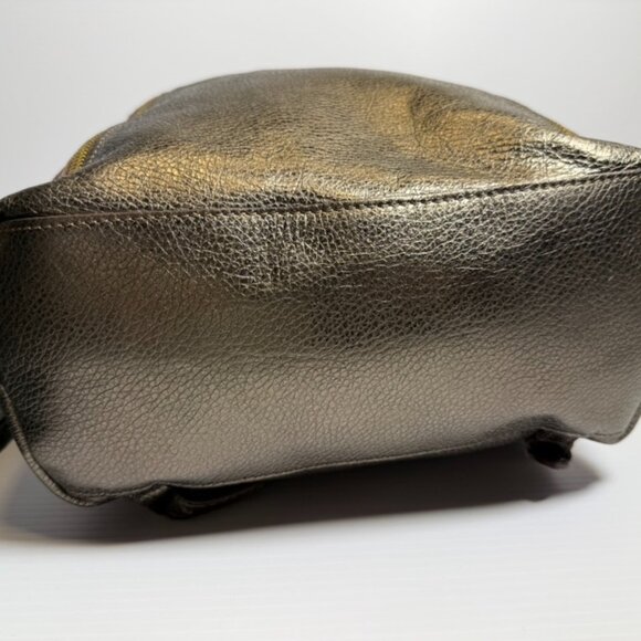 Alberto Di Canio Soft Metallic Black Leather Backpack With Gold Accent Hardware main image 10